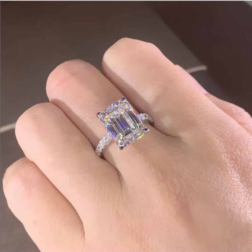 925 Stamped Sterling Silver Simulated Diamond Ring